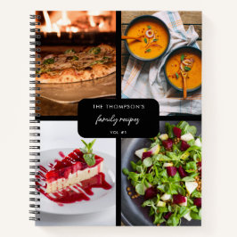 Moderne familie ontvangt 4 foto-inkeping zwart notitieboek