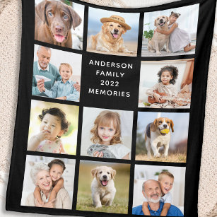 Moderne familie persoonlijke foto's 11 zwart-fotoc fleece deken