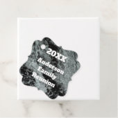 Moderne familie reünie Black White Falling Water Bedankjes Labels (In situ)