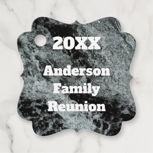 Moderne familie reünie Black White Falling Water Bedankjes Labels (Voorkant)