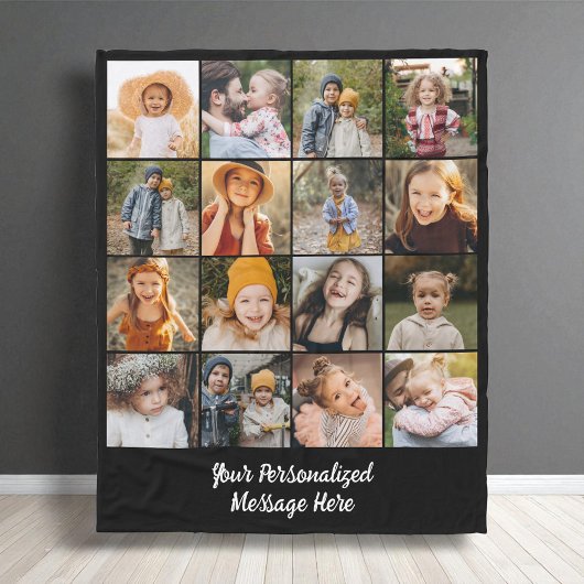 Moderne Familie Tekst Aangepaste 16 Foto Collage Fleece Deken