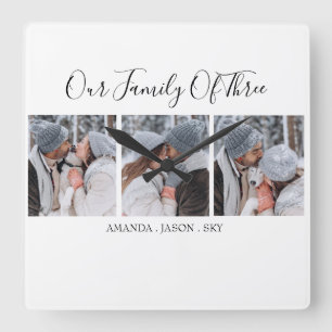 Moderne familie van drie   Foto Vierkante Klok