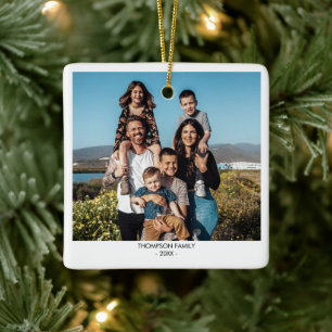Moderne Familie Xmas Fotoportret Kerstmis Keramisch Ornament