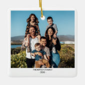 Moderne Familie Xmas Fotoportret Kerstmis Keramisch Ornament (Voorkant)