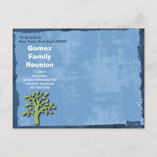 Moderne familieboom familiereünie briefkaart (Achterkant)