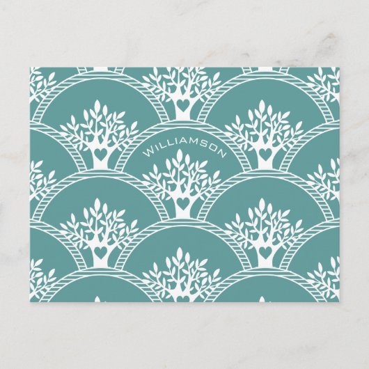 Moderne familieboom reünie briefkaart (Voorkant)