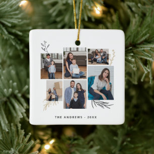 Moderne Familiecatalogus Foto Kerst Typografie Keramisch Ornament