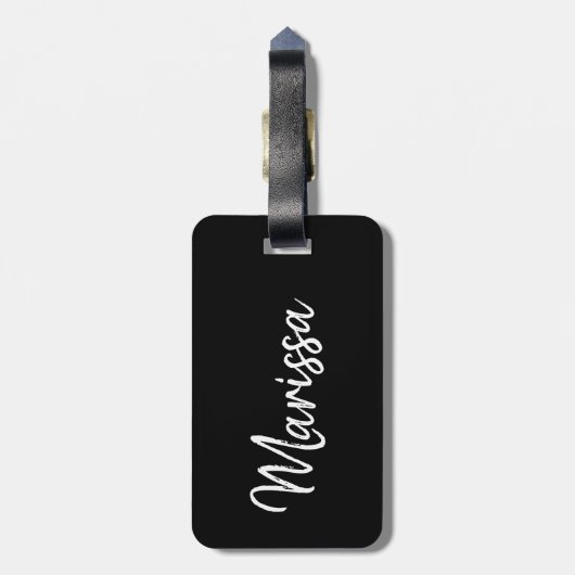 Moderne familiefoiliteit fotocollage in zwart | Mo Bagagelabel (Achterkant verticaal)