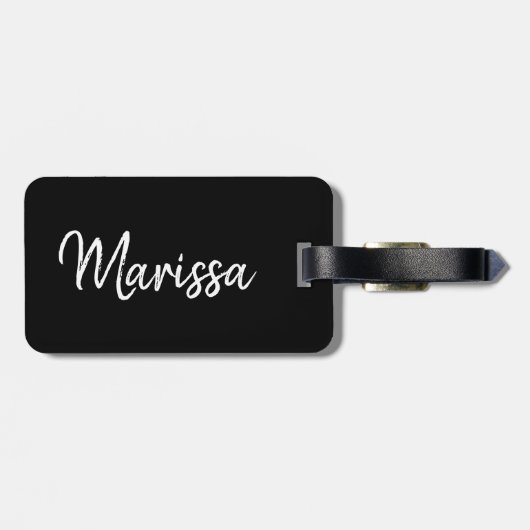 Moderne familiefoiliteit fotocollage in zwart | Mo Bagagelabel (Achterkant horizontaal)