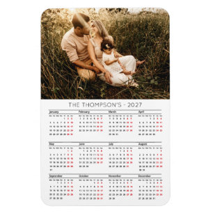 Moderne familiefoto 2026 Kalender 12 maanden Magneet