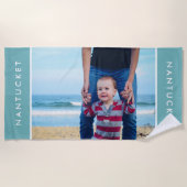 Moderne familiefoto Aangepaste vakantiebestemming Strandlaken (Voorkant)