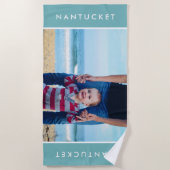 Moderne familiefoto Aangepaste vakantiebestemming Strandlaken (Voorkant)