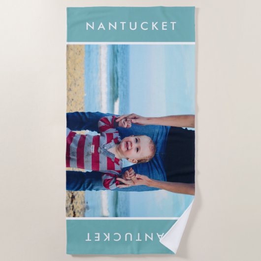 Moderne familiefoto Aangepaste vakantiebestemming Strandlaken (Voorkant)