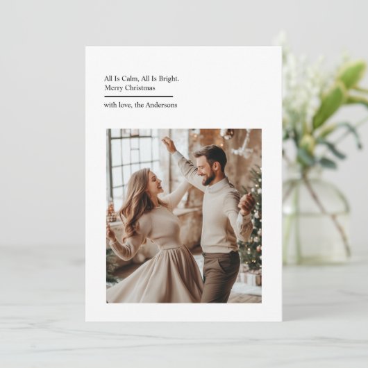 Moderne familiefoto | Alles is rustig, alles is he Feestdagenkaart (Staand voorkant)