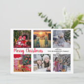 Moderne familiefoto collage kerst feestdagenkaart (Staand voorkant)