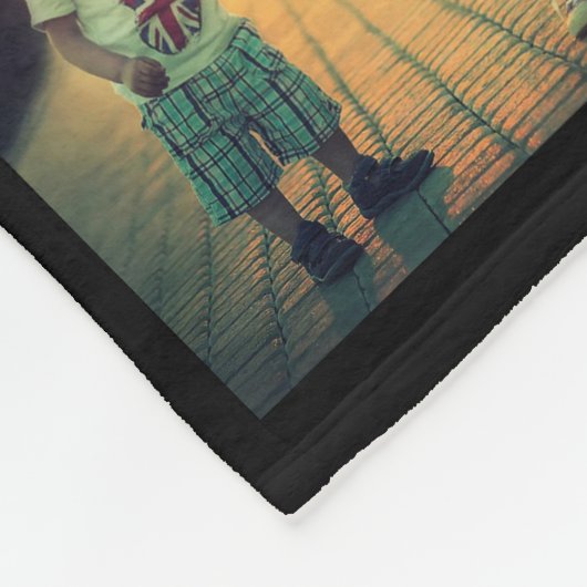 Moderne familiefoto collage monogram fleece deken (Hoek)