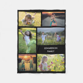 Moderne familiefoto collage monogram fleece deken