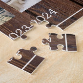 Moderne familiefoto collage monogrammen 8 foto's legpuzzel (Zijkant)