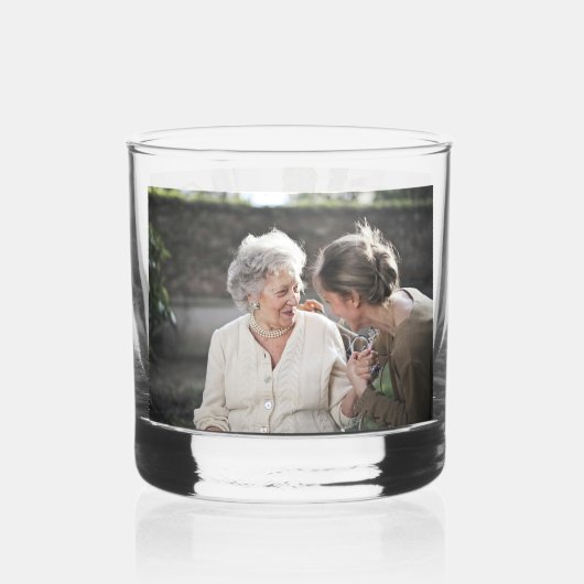 Moderne familiefoto dubbelzijdig whisky glas (Achterkant)