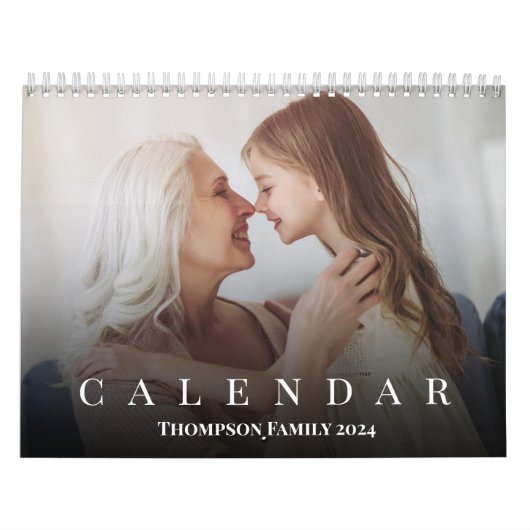 Moderne familiefoto Eenvoudig gepersonaliseerd Kalender (Hoes)