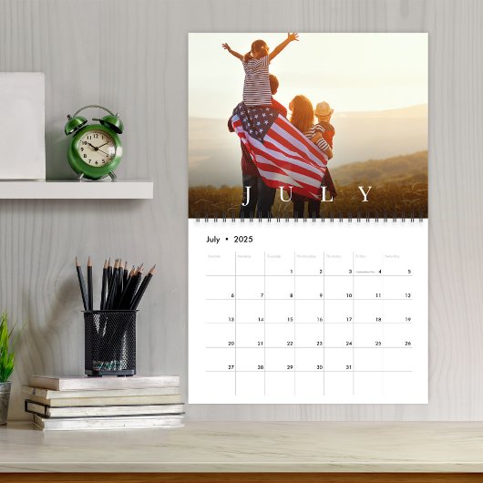 Moderne familiefoto Eenvoudig gepersonaliseerd Kalender