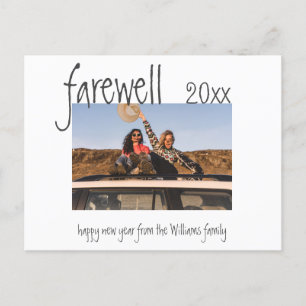 Moderne familiefoto Farewell Year voor Review Fun  Briefkaart