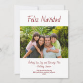 Moderne familiefoto Feliz Navidad Kerstmis Feestdagenkaart (Voorkant)