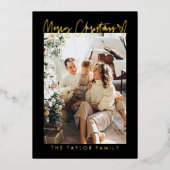 Moderne Familiefoto Folie Kerst Kaart (Voorkant)