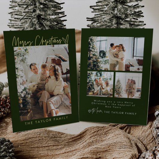 Moderne Familiefoto Folie Kerst Kaart