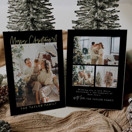 Moderne Familiefoto Folie Kerst Kaart