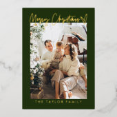 Moderne Familiefoto Folie Kerst Kaart (Voorkant)
