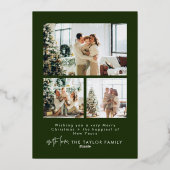 Moderne Familiefoto Folie Kerst Kaart (Achterkant)