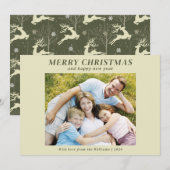 Moderne Familiefoto Kerst Beige Feestdagenkaart (Voorkant / Achterkant)