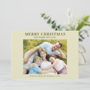 Moderne Familiefoto Kerst Beige Feestdagenkaart