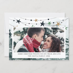 Moderne Familiefoto Kerstboom Vakantie Kaart
