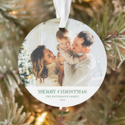 Moderne familiefoto kerstgroen ornament (Boom)