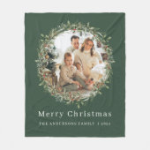 Moderne familiefoto Kerstkrans Fleece Deken (Voorkant)