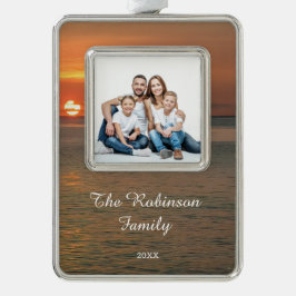 Moderne familiefoto Kerstmis Elegant personalisere Verzilverd Omlijst Ornament