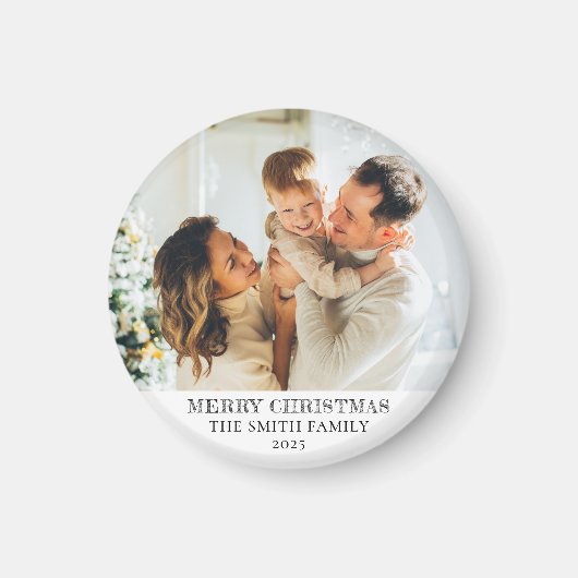 Moderne familiefoto Kerstmis Magneet (Voorkant)