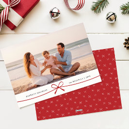 Moderne familiefoto Kust strand kerstmis Feestdagenkaart