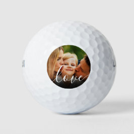 Moderne familiefoto Liefde Script Typografie Golfballen