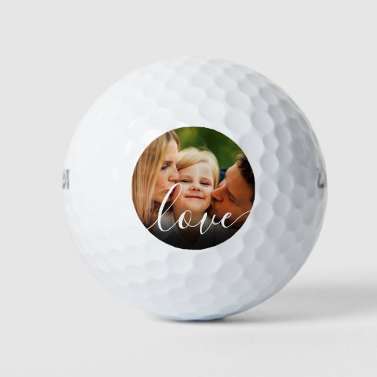 Moderne familiefoto Liefde Script Typografie Golfballen (Voorkant)