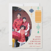 Moderne familiefoto Lunar Chinese Nieuwjaarskaart Feestdagenkaart (Voorkant)