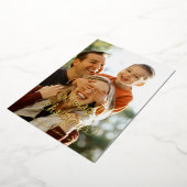 Moderne familiefoto Merry Kerstmis Tartan Folie Feestdagenkaart (Gedraaid)