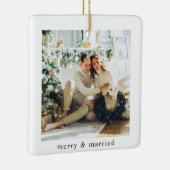 Moderne familiefoto Merry & Married Keramisch Ornament (Rechts)