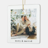 Moderne familiefoto Merry & Married Keramisch Ornament (Links)