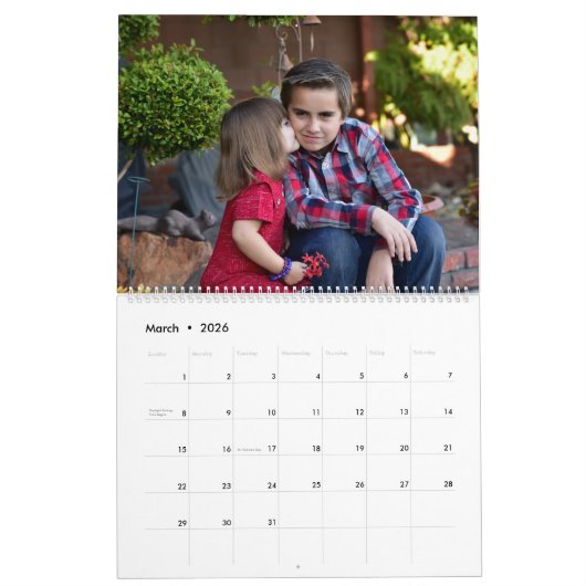 Moderne familiefoto op maat kalender (Mar 2026)