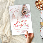 Moderne familiefoto overlay rode vrolijke kerst feestdagenkaart<br><div class="desc">Moderne familiefoto overlay rood schrijven Vrolijk kerstfeest. Digitaal beschikbaar en geprint. Een speels setscript voor Merry Christmas en de rest van de tekst is gemakkelijk te personaliseren. Vervang de voorbeeldfoto door je eigen favoriet.</div>