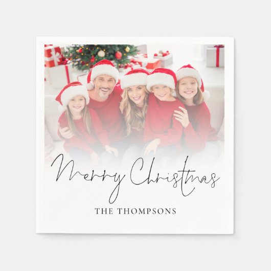 Moderne familiefoto-overlay-script voor fijne kers servet (Voorkant)