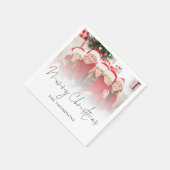 Moderne familiefoto-overlay-script voor fijne kers servet (Hoek)